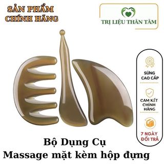 Bộ dụng cụ diện chẩn làm đẹp bằng sừng Cạo gió - Chày mắt - lược chải thông kinh lạc