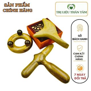 Dụng cụ mát xa bấm huyệt cầm tay bằng gỗ - combo 3 món én gỗ, chữ thập, vòng babi