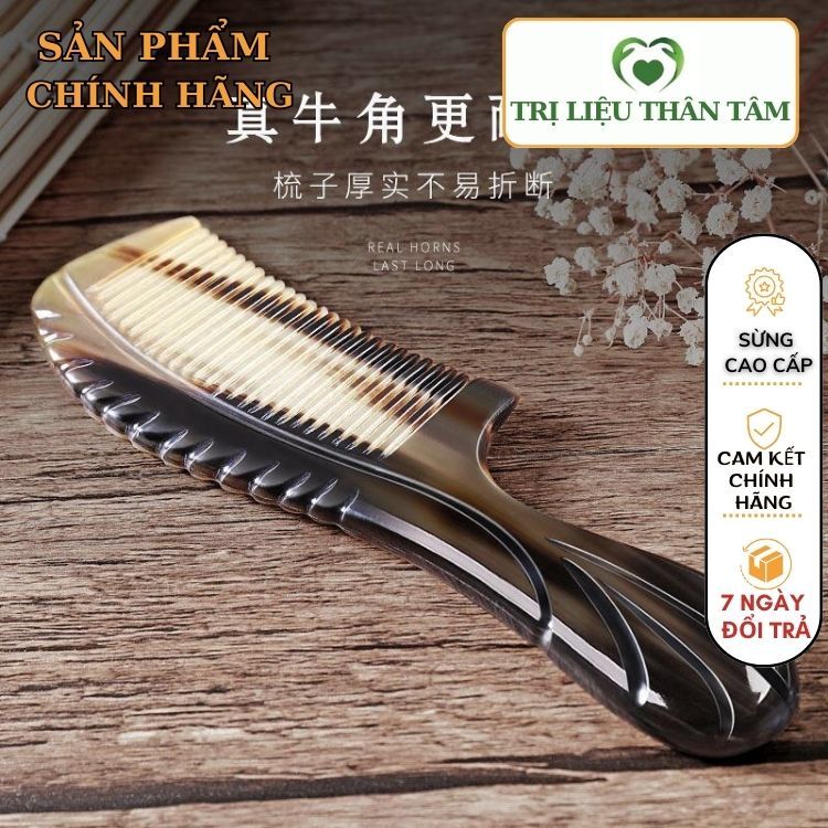 Lược sừng chải đầu dưỡng sinh kết hợp mặt lưng khía cạnh masssge Diện Chẩn Thân Tâm
