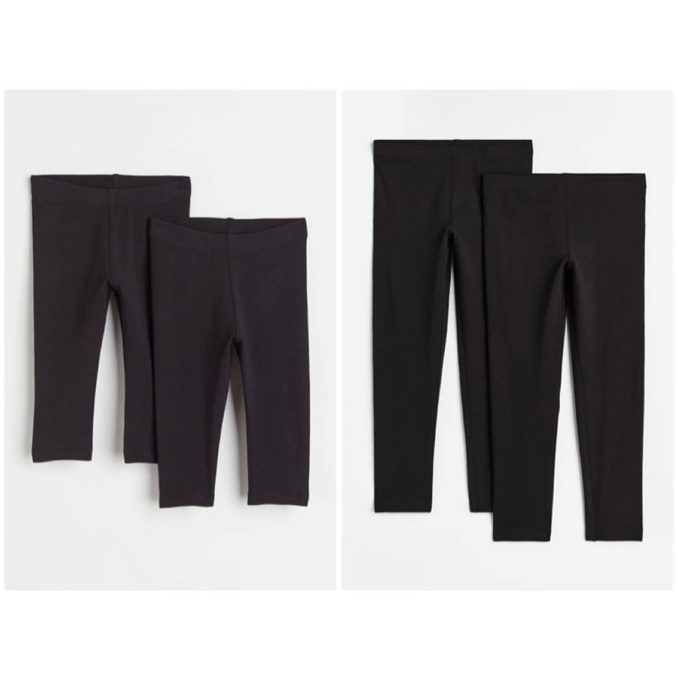 Quần legging cotton đen bé trai bé gái HM Auth mặc 4 mùa có tách set BÁN LẺ 1 QUẦN HM sz 4-6m đến 9-10y