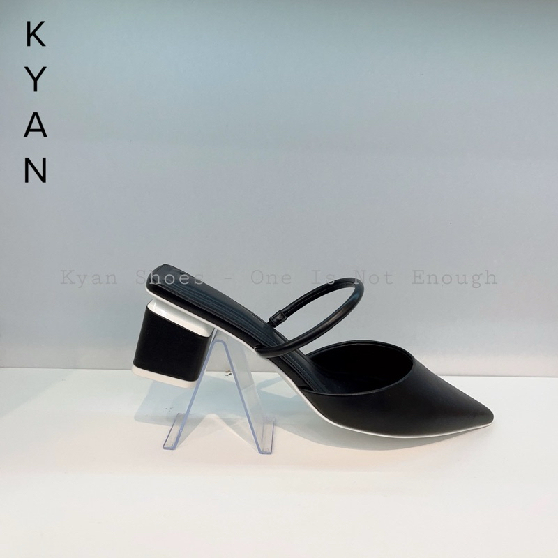 Giày Cao Gót Mules, Giày Sục Mũi Nhọn Bít Mũi, Gót Trụ Cao 5 Phân Kiểu Dáng Đơn Giản, Dễ Mang Kyan039
