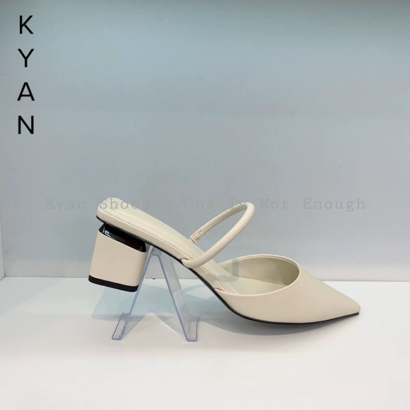 Giày Cao Gót Mules, Giày Sục Mũi Nhọn Bít Mũi, Gót Trụ Cao 5 Phân Kiểu Dáng Đơn Giản, Dễ Mang Kyan039