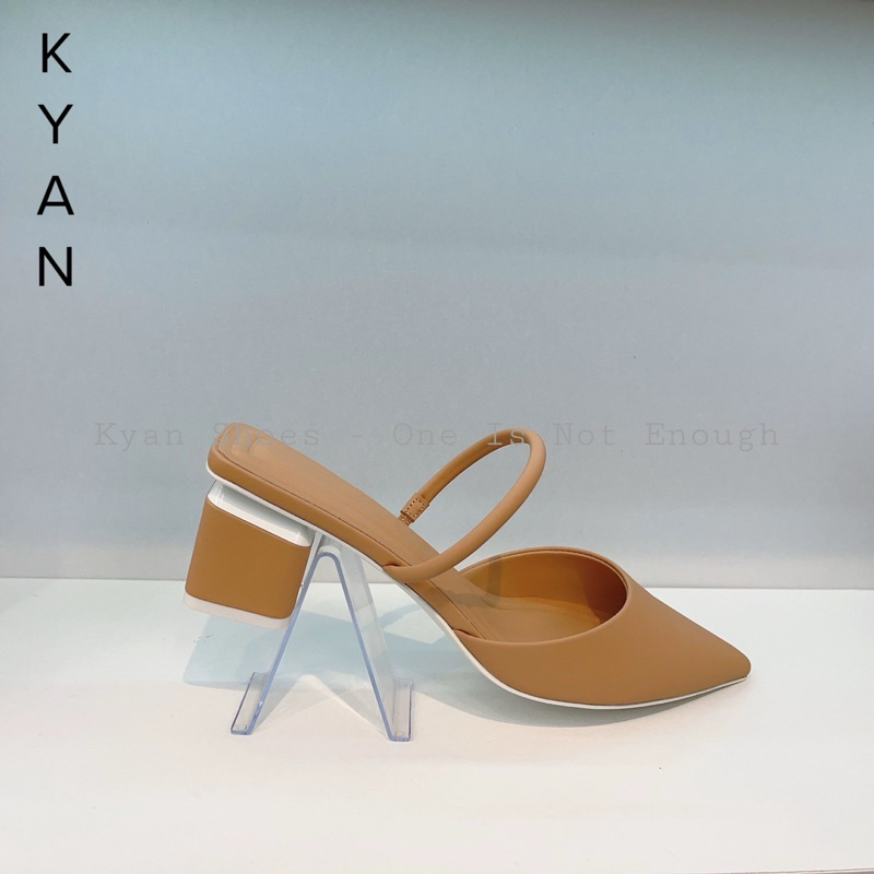 Giày Cao Gót Mules, Giày Sục Mũi Nhọn Bít Mũi, Gót Trụ Cao 5 Phân Kiểu Dáng Đơn Giản, Dễ Mang Kyan039