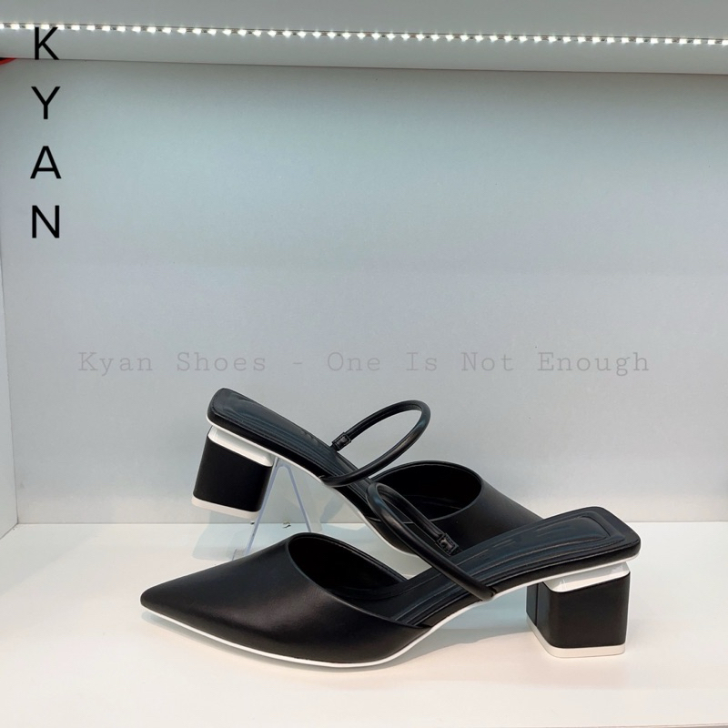 Giày Cao Gót Mules, Giày Sục Mũi Nhọn Bít Mũi, Gót Trụ Cao 5 Phân Kiểu Dáng Đơn Giản, Dễ Mang Kyan039