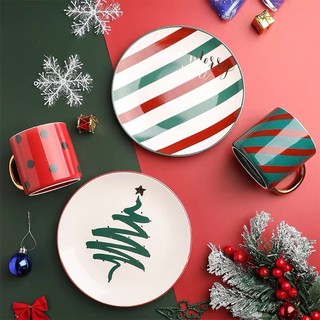 Cốc Giáng Sinh, ly giáng sinh, ly Noel, đĩa Noel, đĩa Giáng Sinh, set cốc đĩa Noel, cốc đĩa giáng sinh cây thông Noel