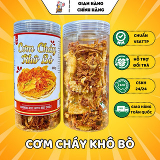 Cơm cháy mắm hành lắc khô bò siêu giòn - lon 300g - đồ ăn vặt
