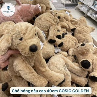 Chó bông nâu vàng cao 40cm, chất liệu bông mềm mại, đã được kiểm định an toàn cho trẻ em GOSIG GOLDEN - Chính hãng IKEA