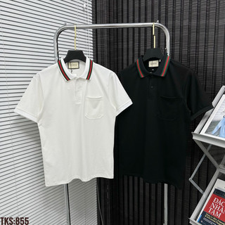 Áo thun cổ trụ thêu logo cao cấp(chất thun cotton mát)