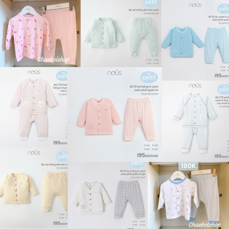Các mẫu cài thẳng dài Nous vải petit 0-12M
