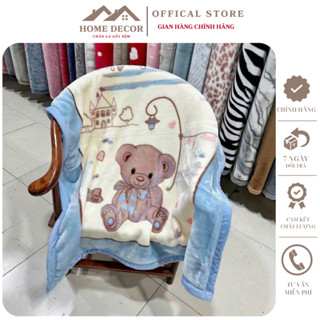 Chăn tuyết 2 lớp cho bé đi học, chăn mùa đông cho bé chất tuyết nỉ nhung mềm mịn KT 1m x 1m4