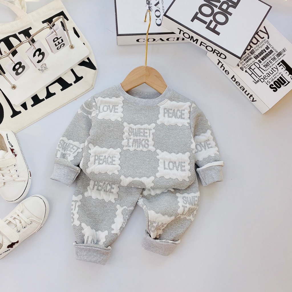 Bộ nỉ xốp trần bông, bộ quần áo thu đông cho bé trai, bé gái, mềm, dày, bao ấm, bao đẹp BD35