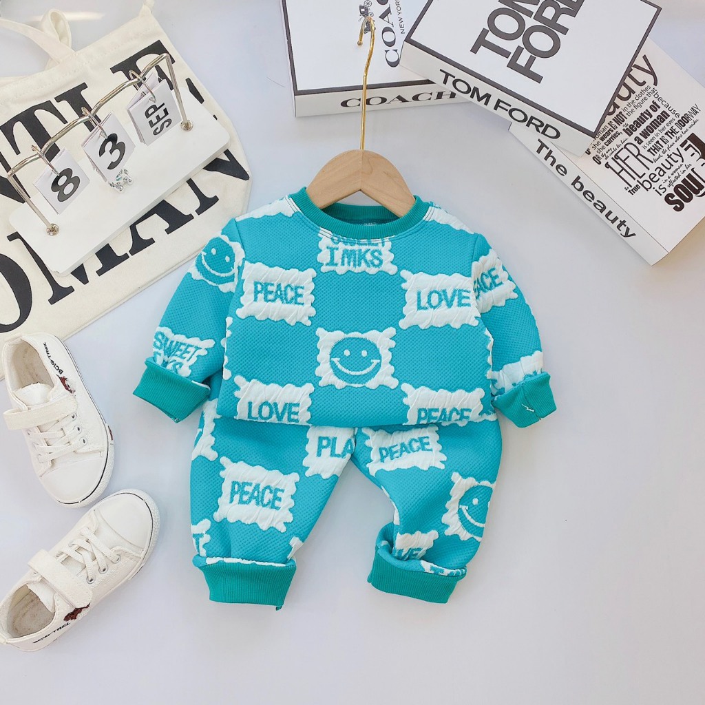 Bộ nỉ xốp trần bông, bộ quần áo thu đông cho bé trai, bé gái, mềm, dày, bao ấm, bao đẹp BD35