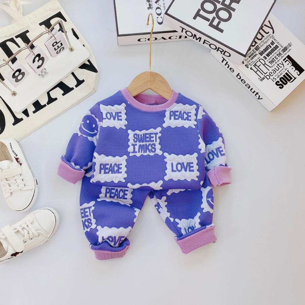 Bộ nỉ xốp trần bông, bộ quần áo thu đông cho bé trai, bé gái, mềm, dày, bao ấm, bao đẹp BD35