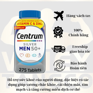 CENTRUM SILVER MEN 50+ 275 viên của Mỹ GIÚP BỔ SUNG VITAMIN VÀ KHOÁNG CHẤT