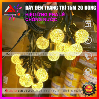 dây đèn led 15m 20 bóng ánh sáng pha lê dùng trang trí nhà cửa, quán cà phê, ban công và decor không gian lễ tết, noel