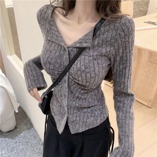 Áo Cadigan Dáng Ôm Cài Khuy, Áo Khoác Cổ V Siêu Xinh