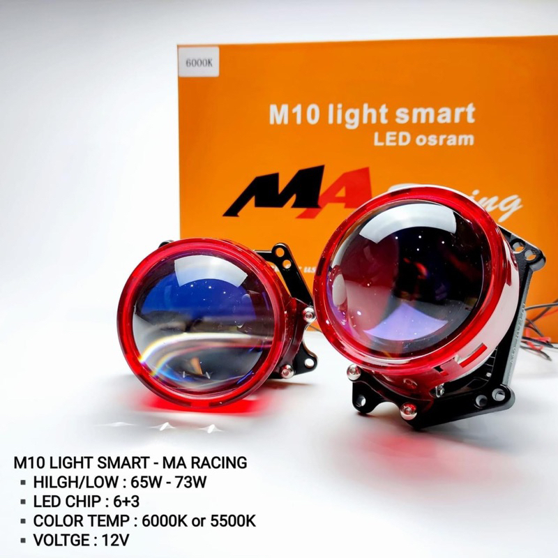 Đèn Pha Led Bi Cầu M10 V4S Light Smart Ma Racing 65W Siêu Sáng Gắn Xe máy Và Ô Tô Mẫu Mới Exciter, Winner, AB,...