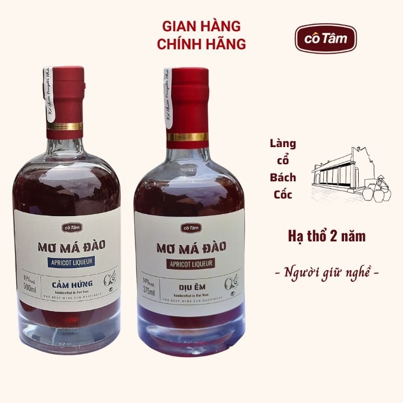 Mơ Má Đào - vị Dịu Êm - Thương hiệu Cô Tâm (375ml/500ml) - Sản phẩm thủ công từ làng cổ Bách Cốc