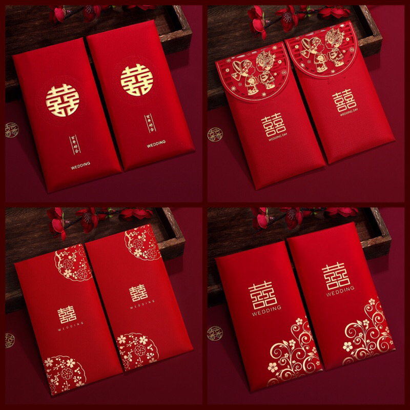 Bao lì xì cưới giấy ganh đỏ - Set 10 cái