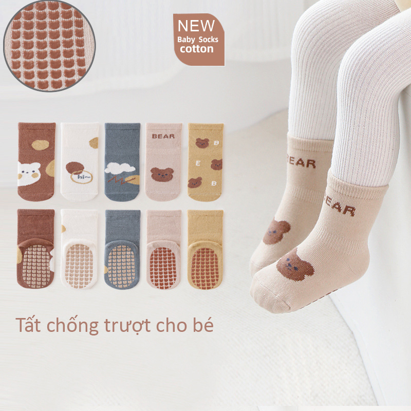 Tất chống trượt co giãn tốt có đế silicon cho bé trai bé gái 0-3 tuổi BOBO Monster TA477