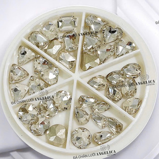 Set đá khối mix khay tròn Angelica siêu sáng 36 viên