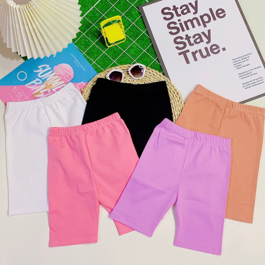 Quần legging đùi cho bé quần ngố bé gái chất thun zip cotton loại 1 vải đẹp siêu co giãn cho bé 08-2