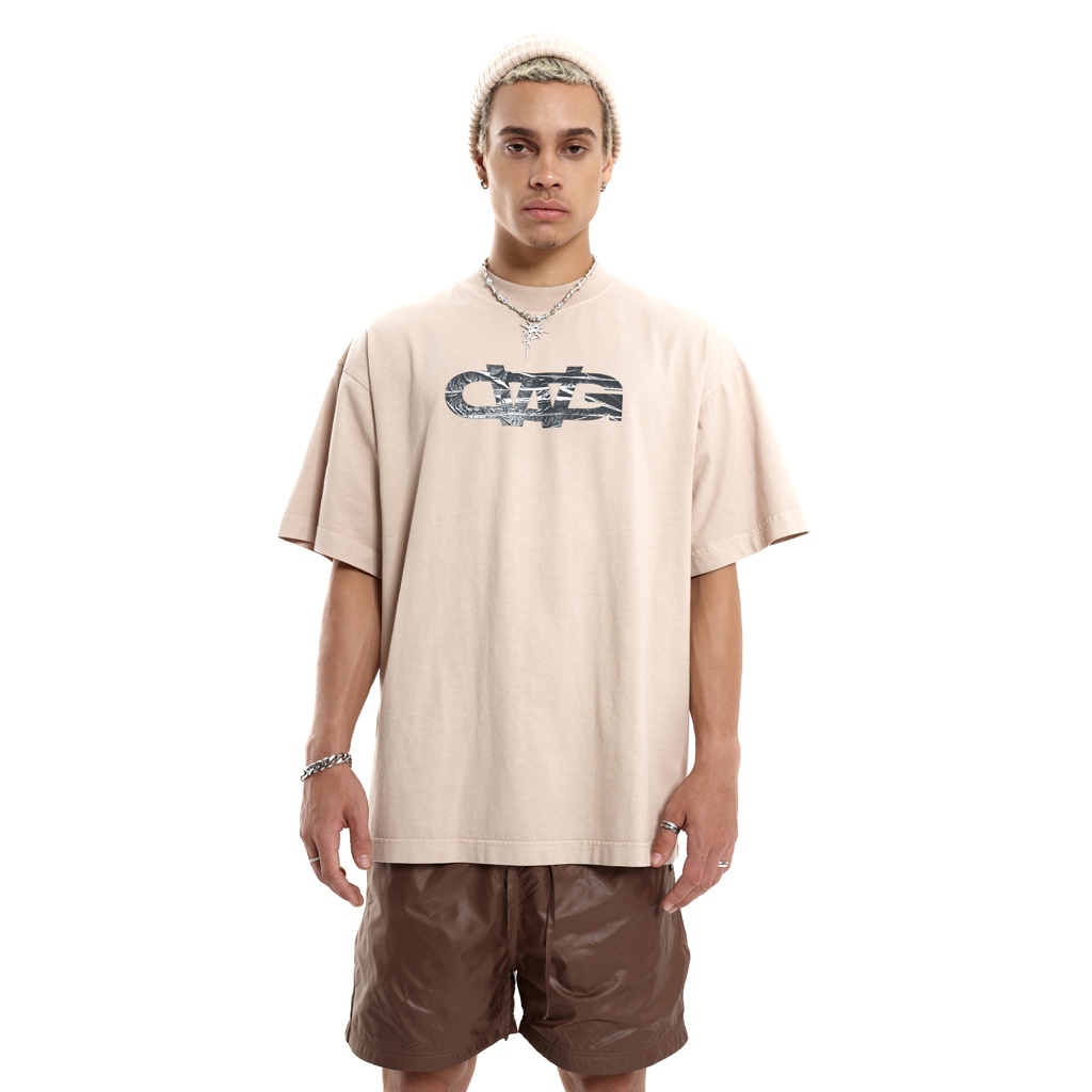 TAPE TEE BEIGE  / Áo Thun Tay Ngắn Tape Màu Be / Oversized Boxy Fit / GAMBLE WORLDWIDE