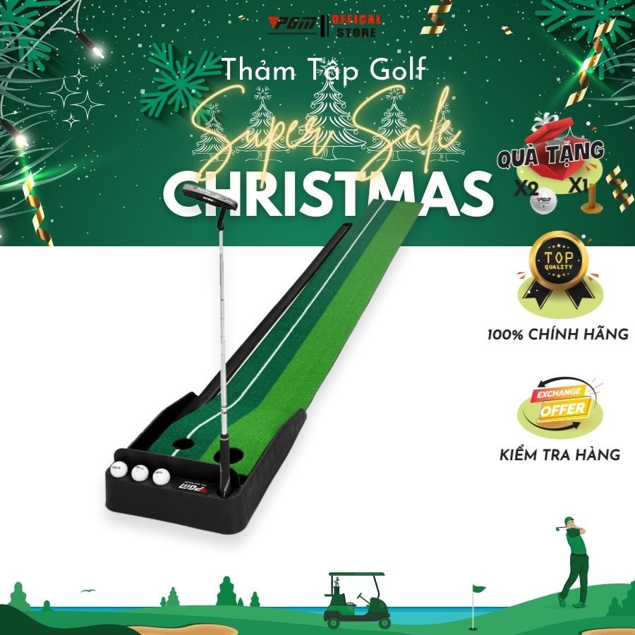 Thảm Tập Golf, Thảm Tập Putting 2 Màu, PGM, Thảm Golf Có Vạch Phụ Trợ Ngắm, Thảm Tập Có Đường Dẫn Bóng Về Tiện Lợi
