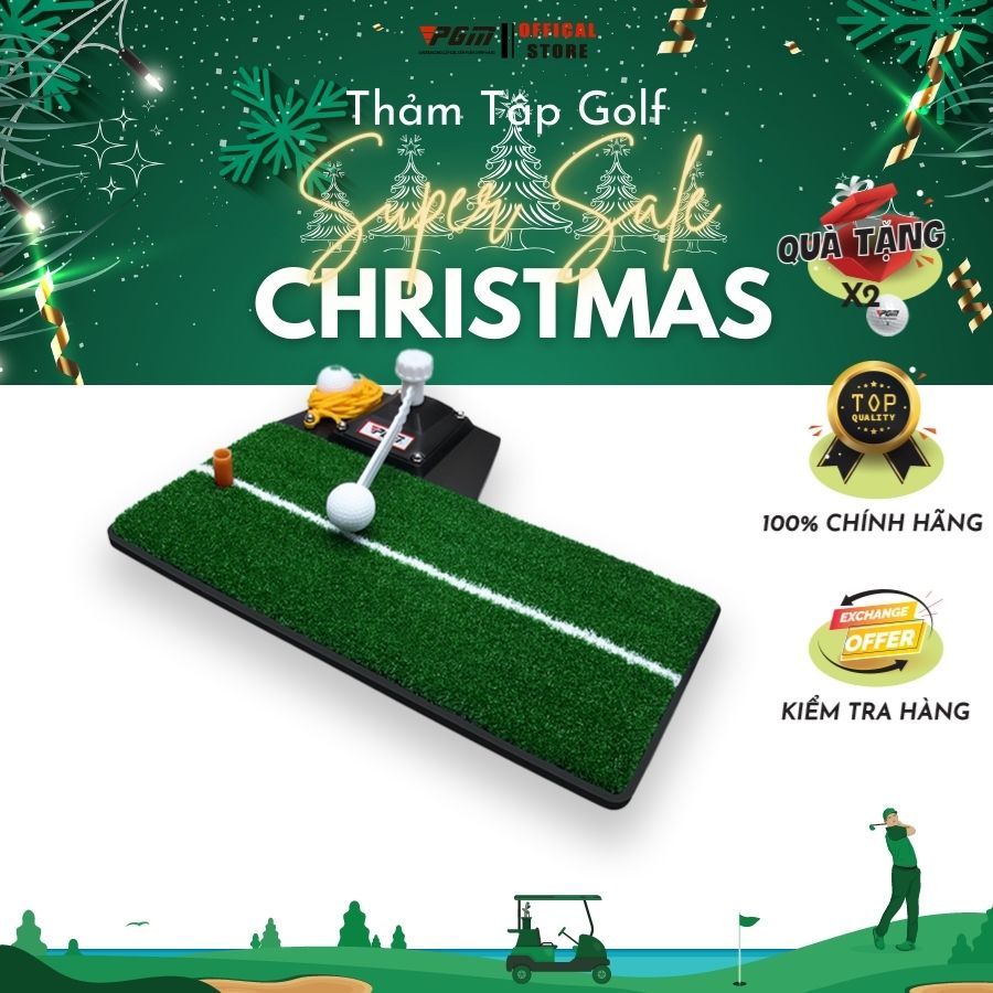 Thảm Tập Golf Swing Mat PGM, Thảm Tập Golf Kết Hợp Dây Giữ Bóng Và Trục Phản Hồi