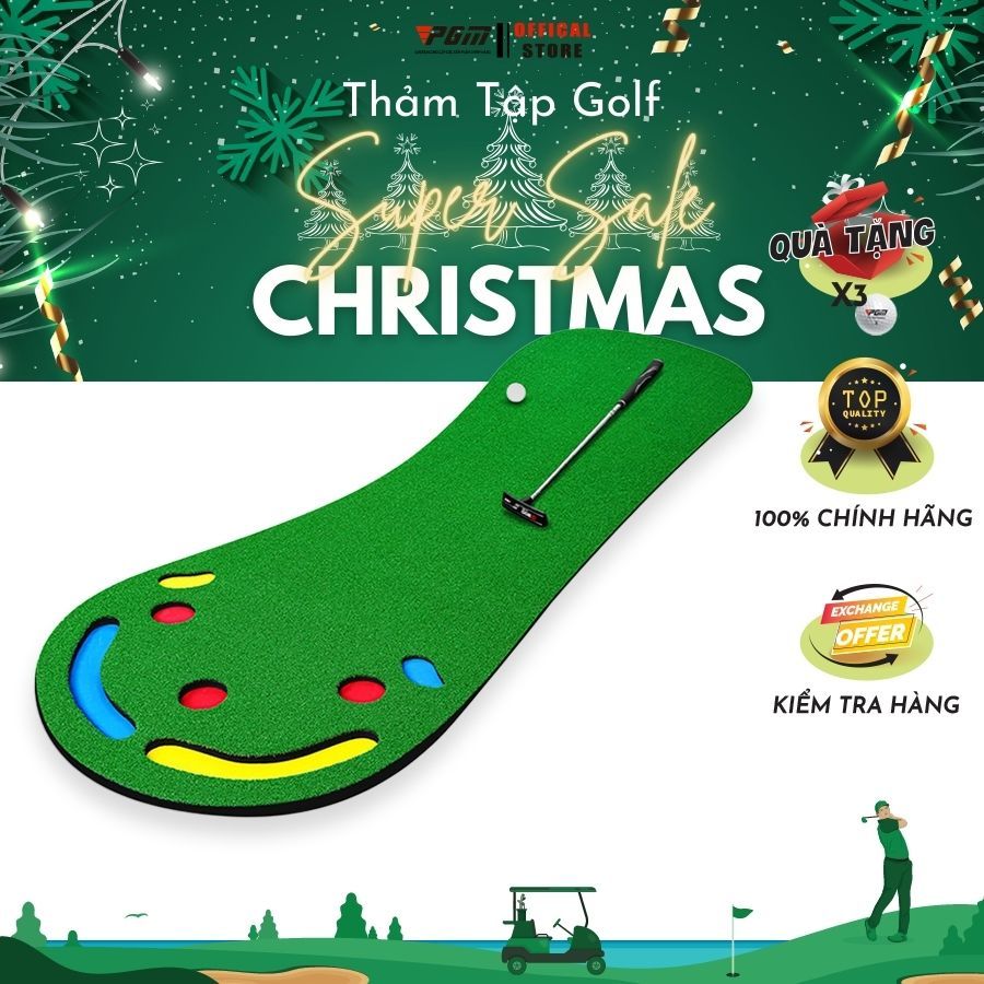 Thảm Tập Golf, Thảm Tập Putting, PGM, Thảm Golf 3D, Thảm Hình Bàn Chân, Độ Đàn Hồi Cao, Nhiều Lỗ Đánh