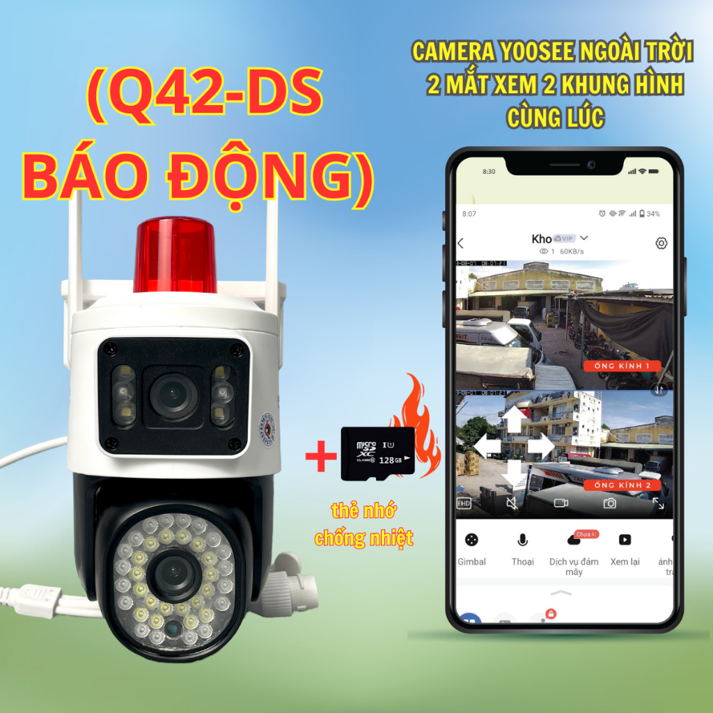 Camera Yoosee ngoài trời 2 mắt các loại - kèm thẻ nhớ 64Gb