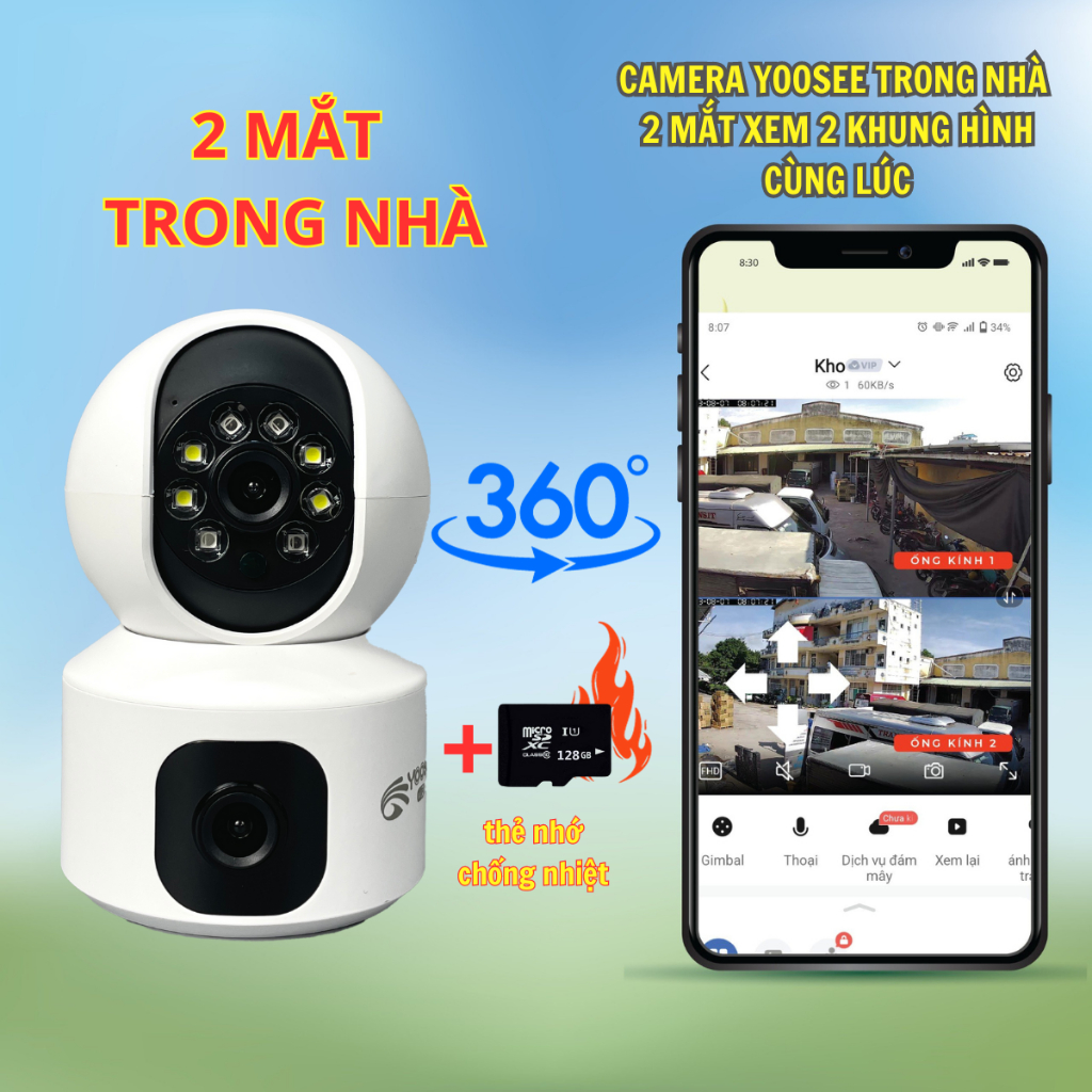 Camera Yoosee ngoài trời 2 mắt các loại - kèm thẻ nhớ 64Gb