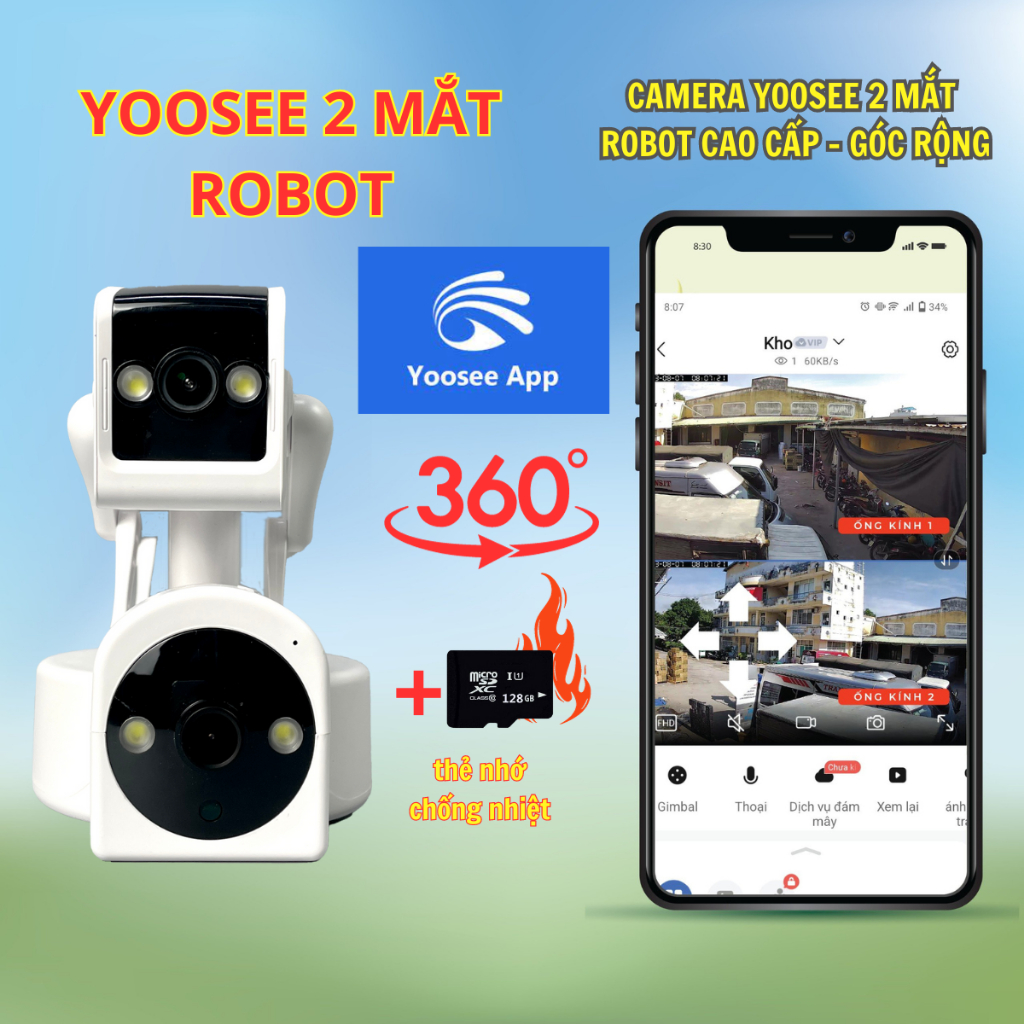 Camera Yoosee ngoài trời 2 mắt các loại - kèm thẻ nhớ 64Gb
