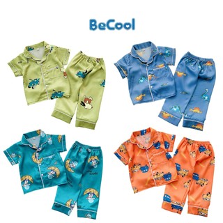 Bộ pizama hoạ tiết bun.bon kids, bộ pizama hoạ tiết hình chất lụa cho bé từ 8 - 27kg