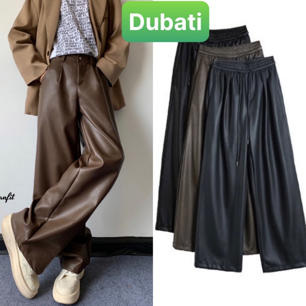QUẦN DA BÓNG ỐNG RỘNG UNISEX NAM NỮ CAO CẤP QUẢNG CHÂU HOT TREND XUÂN 2024 -DUBATI FASHION