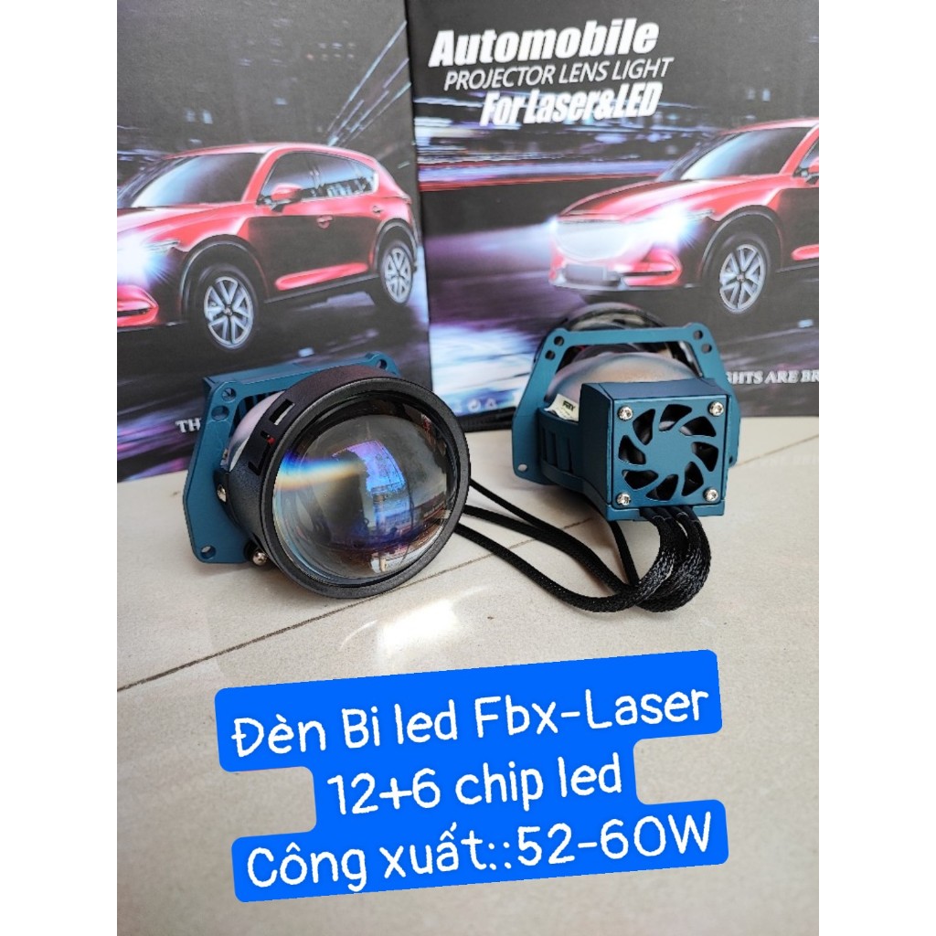 Đèn Led Bi Cầu 3.0inch Lúp Tím laser 12+6 Sáng Mạnh,Đèn Bi Led Ô Tô Xe Máy