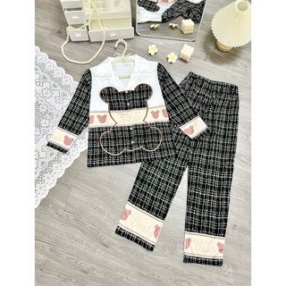 Đồ bộ nữ ANH MỸ mặc nhà pijama chất liệu lụa LATIN cao cấp TAYDAIINBO official.anhmy