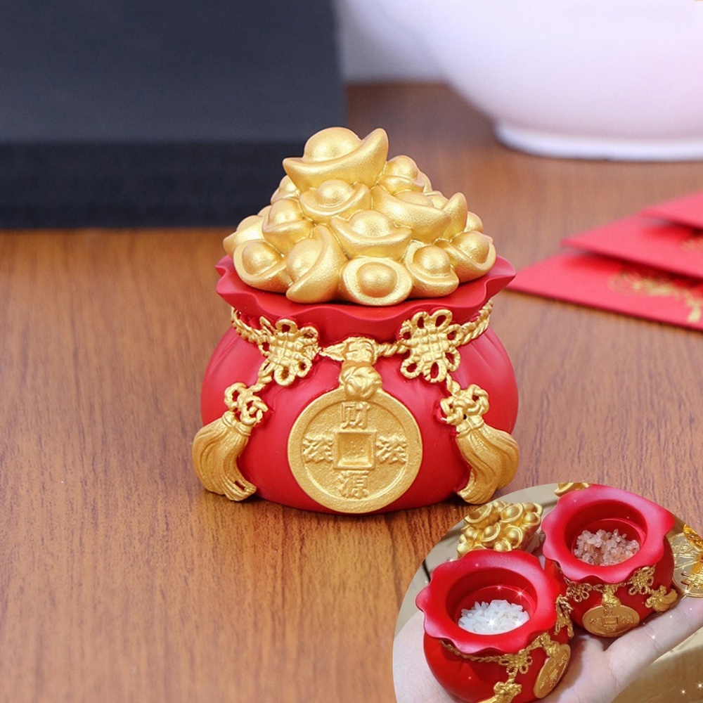 Hũ Đựng Muối Gạo Tài Lộc Túi Thân Tài May Mắn Để Ban Thờ Trang Trí Nhà Cửa Chum Vàng Chiêu Thần Tài