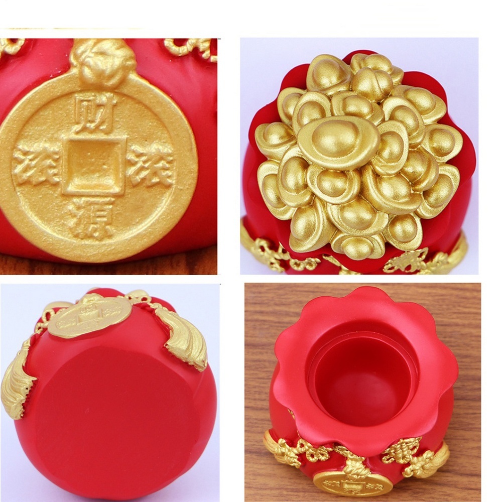 Hũ Đựng Muối Gạo Tài Lộc Túi Thân Tài May Mắn Để Ban Thờ Trang Trí Nhà Cửa Chum Vàng Chiêu Thần Tài