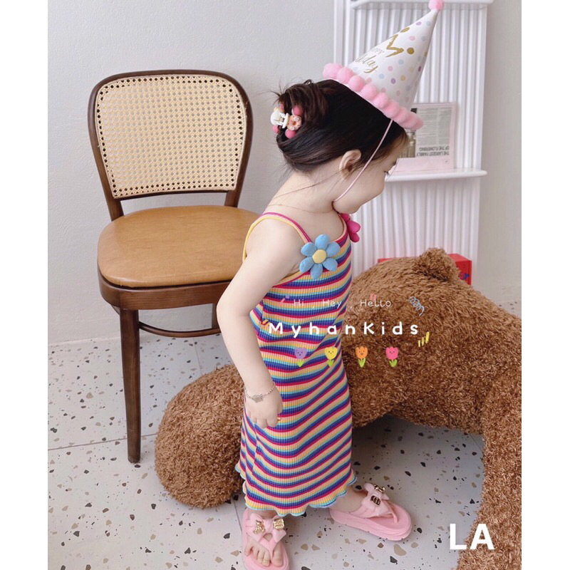 Đầm 2 Dây bé gái chất thun gân Siêu đẹp