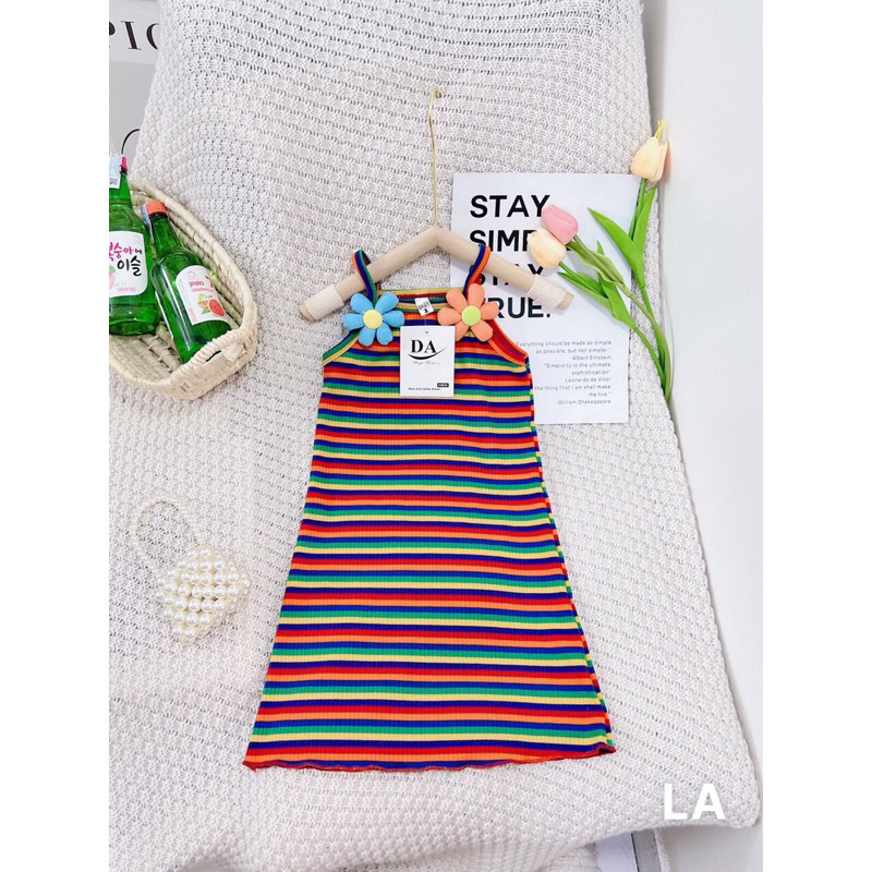 Đầm 2 Dây bé gái chất thun gân Siêu đẹp