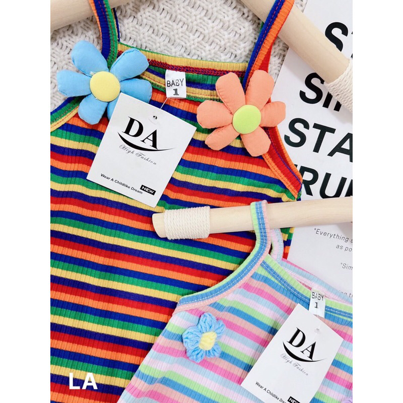 Đầm 2 Dây bé gái chất thun gân Siêu đẹp