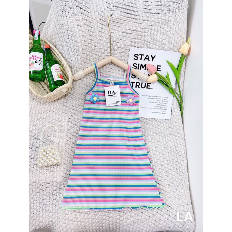 Đầm 2 Dây bé gái chất thun gân Siêu đẹp