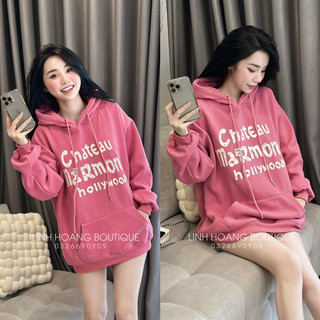 Áo nỉ hoodie mũ hồng