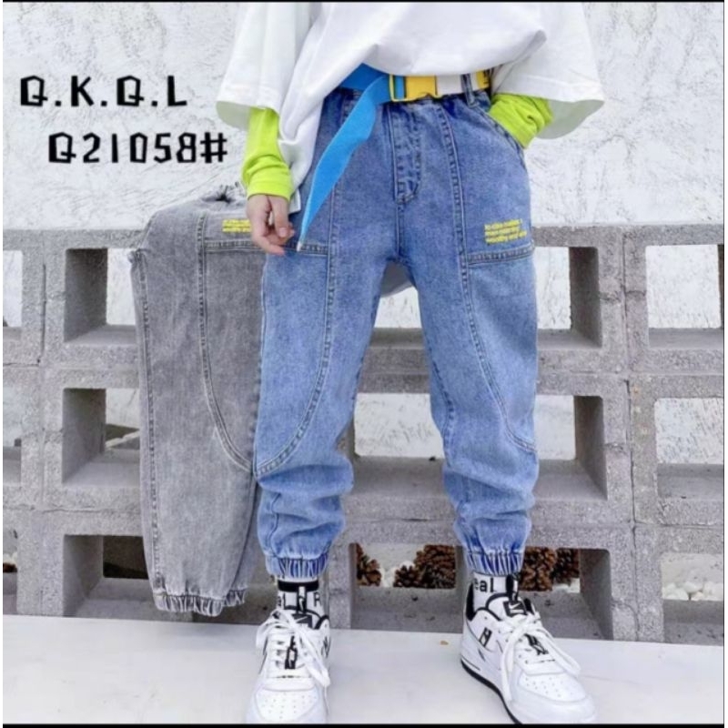 Quần jean dài bé trai mặc tết quần bò bé trai chất mềm giãn.