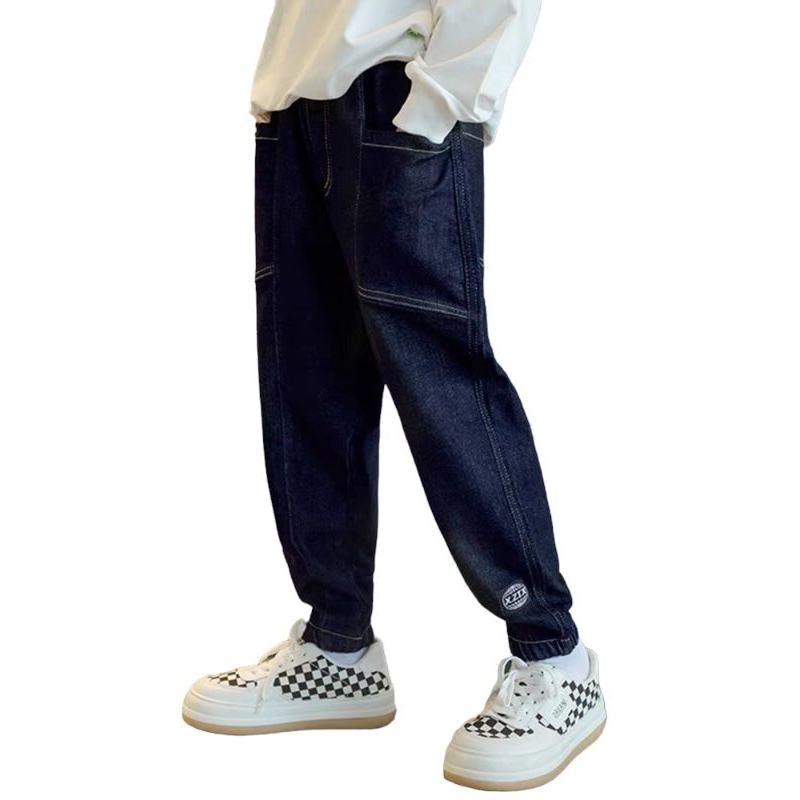 Quần jean dài bé trai mặc tết quần bò bé trai chất mềm giãn.