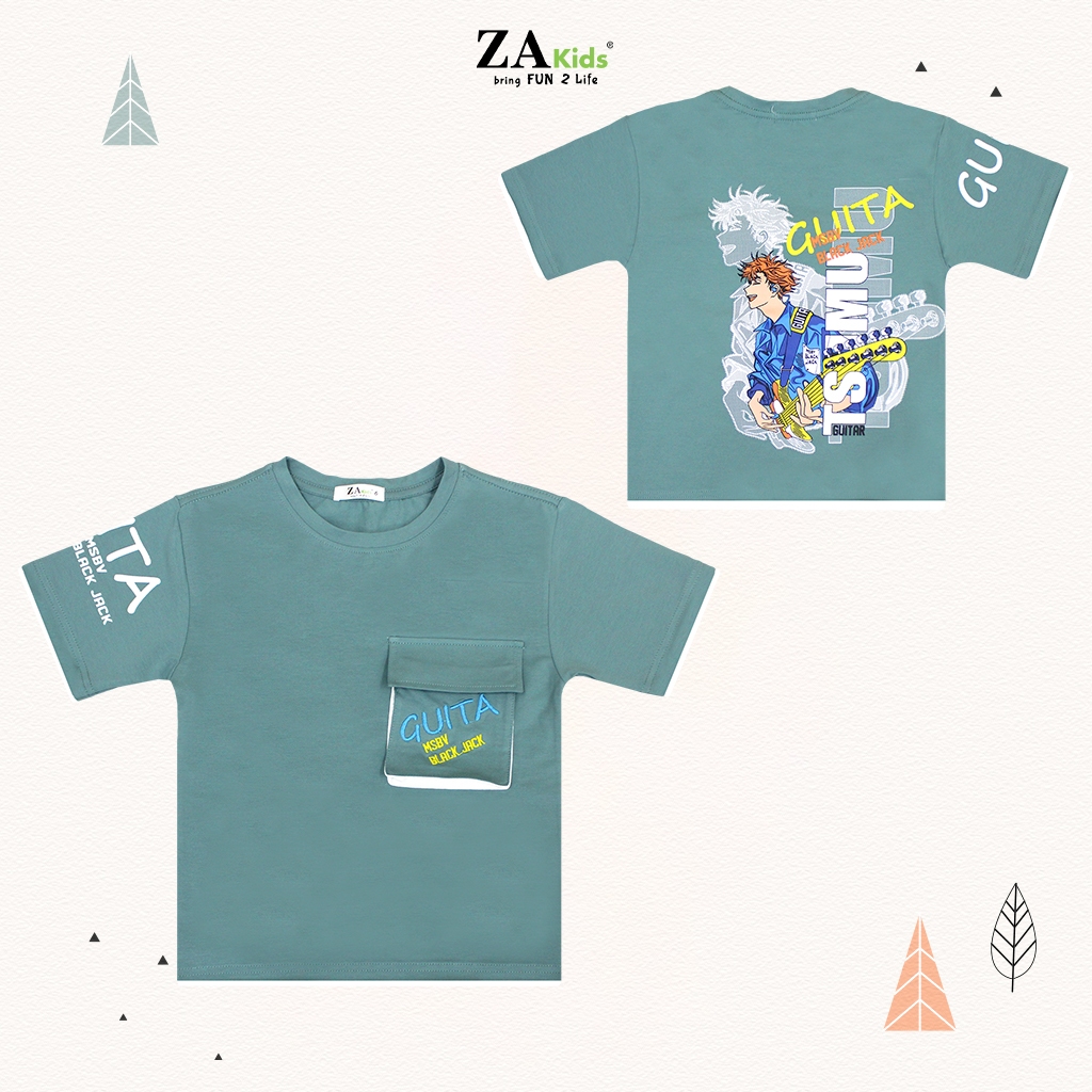 Áo Thun Bé Trai Ngắn Tay Zakids Tshirt Cộc Tay Cotton Từ  ZA02352A