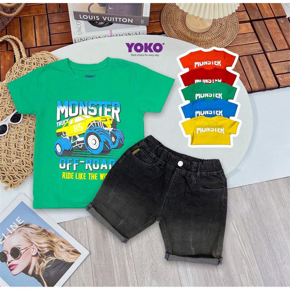 Đồ Bộ Quần Jean Áo Thun Cotton Tay Ngắn Dành Cho Bé Trai YOKO  Y22483TN / Y22487TN