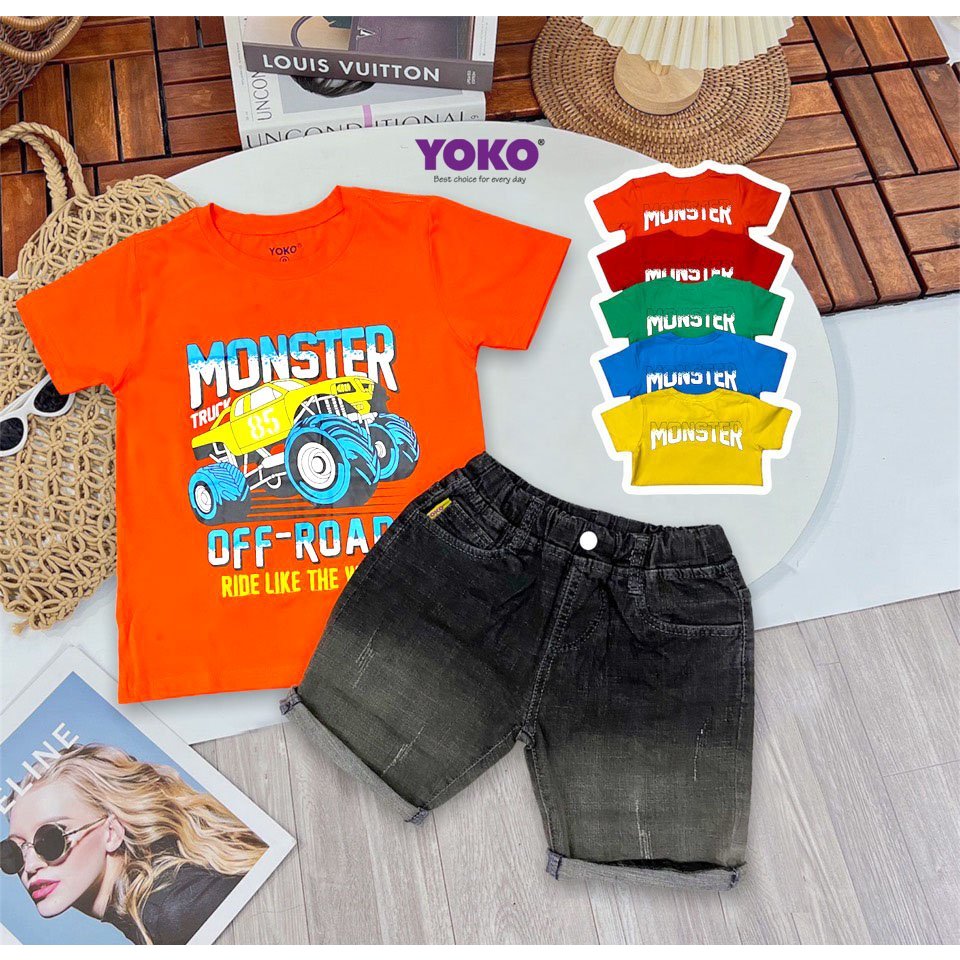 Đồ Bộ Quần Jean Áo Thun Cotton Tay Ngắn Dành Cho Bé Trai YOKO  Y22483TN / Y22487TN
