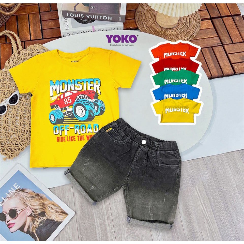 Đồ Bộ Quần Jean Áo Thun Cotton Tay Ngắn Dành Cho Bé Trai YOKO  Y22483TN / Y22487TN